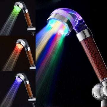 Anion SPA Shower Head Filtration Bathroom Handheld Sprayer Temperature Sensor LED Change (SIZE: L)