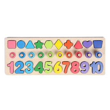 Educational Counting Geometry Wooden Toys 3 in 1 Board Math Learning Preschool Montessori Early Educ