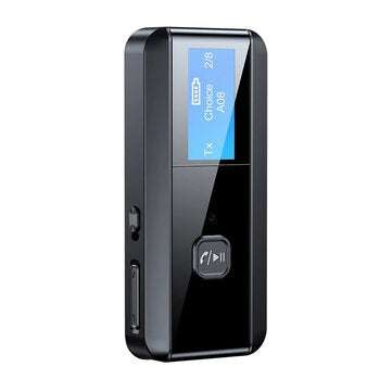 Bakeey C29 bluetooth 5.0 Adapter Wireless Receiver Transmitter LCD Display AUX 3.5... (COLOR: BLACK)