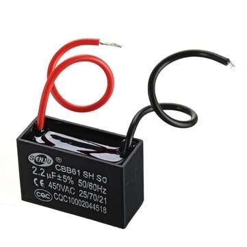 CBB61 5Pcs 2.2UF Starting Capacitance 450V AC Fan Capacitor CBB Motor Run Capacitor