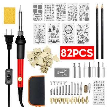 82PCS 110V~240V 60W Adjustable Temperature Electric Soldering Iron Welding Kit... (PLUG: 110VUSPLUG)