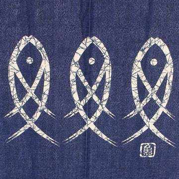 Blue Fish Printed Japanese Noren Doorway Curtain Kitchen Room Door Curtains Decor