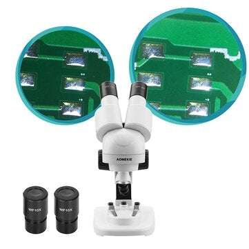 AOMEKIE 20X Binocular Stereo Microscope Top LED HD Image PCB Solder Phone Repair Specimen Mineral Wa