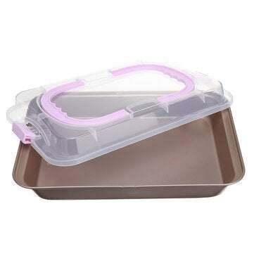 Cake Pan Carbon Steel Cook & Carry Pan Kitchen Baking Tray Bakeware With Lid