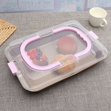 Cake Pan Carbon Steel Cook & Carry Pan Kitchen Baking Tray Bakeware With Lid