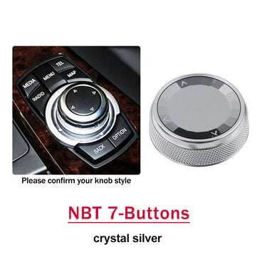 Car Multimedia Button Knob Cover For BMW NBT 7-Buttons (COLOR.: SILVER)