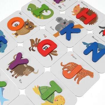 Alphanumeric Matching Card Set Kids Double Sided 3D English Cognitive Jigsaw Toys Early Education Pu
