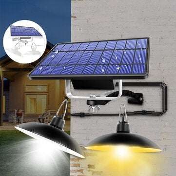 Double Head LED Solar Light Retro Pendant Outdoor H... (SHELL COLOR: WHITE | LIGHT COLOR: WARMWHITE)