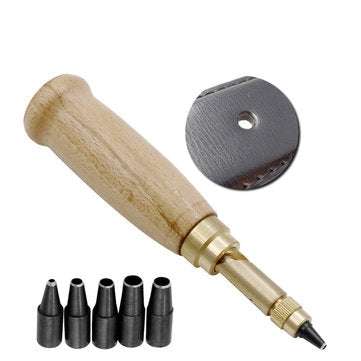 DIY Automatic Belt Hole Punch Leather Craft Accessories Rotary Punching Perforator with 6pcs Turn He