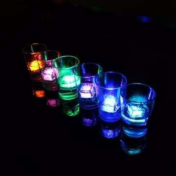 Colorful Liquid Sensor LED Glowing Ice Cube Night Light Drinking Wine Wedding Party Bar Decoration