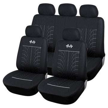 9PCS Universal Car Front Seat Cover Set Polyester Breathable Protection Cover (COLOR: BLACK)