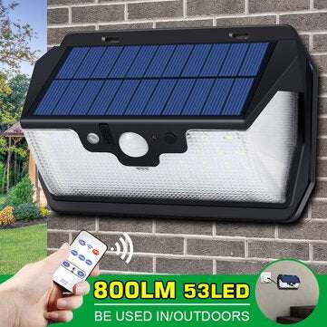 Bakeey 800LM 53LED Solar Remote Control Sensor Light Courtyard Wall Light