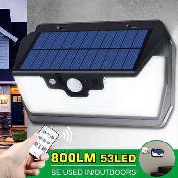 Bakeey 800LM 53LED Solar Remote Control Sensor Light Courtyard Wall Light