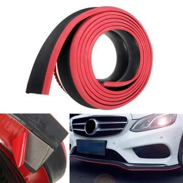 98x2inch  Black Red Car Front Bumper Protector Rubber Auto Lip Body Spoiler Decoration