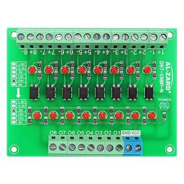 8 Channel 24V To 5V Optocoupler Isolation Module PLC Signal Level Voltage Conversion Board