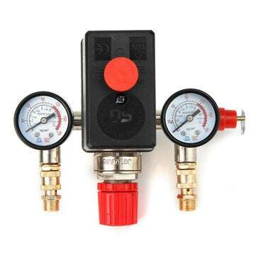 90-120PSI Air Compressor Pressure Switch Control Valve Manifold Regulator Gauge