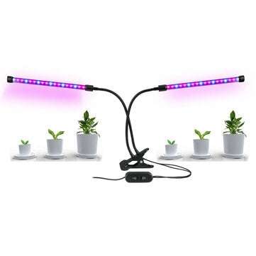 Dual Head 36LED Plant Grow Light 18W Plant Lamp USB Timing Adjustable Flexible Gooseneck for Indoor