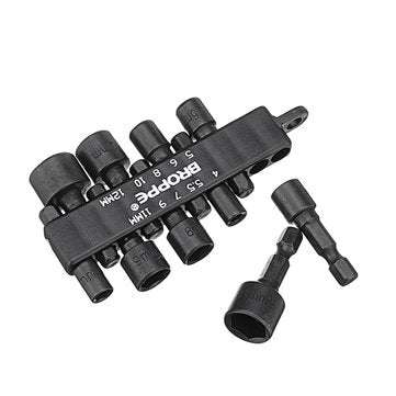 BROPPE 10Pcs 1/4 Inch Hex Shank Power Nut Driver Drill Bit Set Metric Socket Wrench Screw Screwdrive