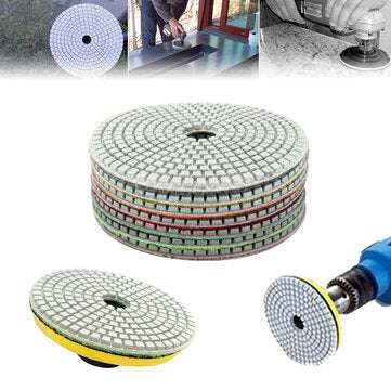 7pcs 5 Inch 50-3000 Grit Diamond Polishing Pad Sanding Disc for Marble Concrete Granite Glass