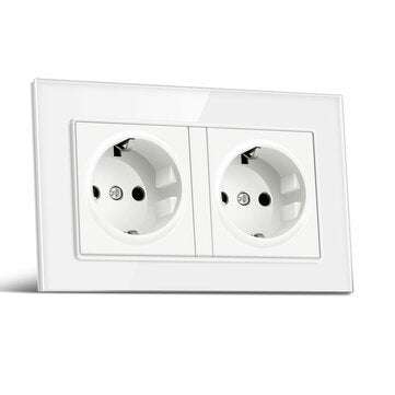 BONDA Socket Switch 86*86 PC Glass Panel Eu German France P... (COLOR: GOLD | PLUG: EUPLUG(GERMANY))