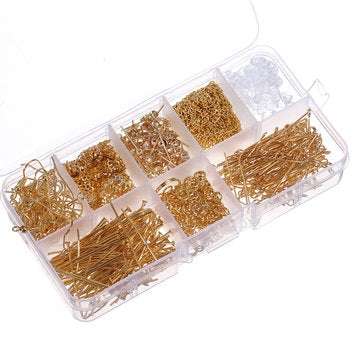 870Pcs/Set Eye Pins Lobster Clasps Jewelry Wire Earring Hooks Jewelry Finding Kit for DIY Necklace J