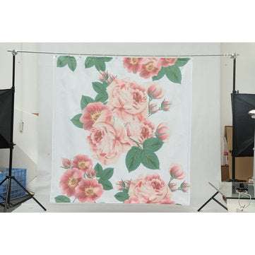 71``x71`` Long Peach Blossom Pattern Waterproof Polyester Shower Curtain with Hooks