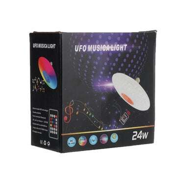 85-256V E27 24W LED Ceiling Light RGB Smart bluetooth Music Speaker UFO Bedroom Lamp Home Decoration