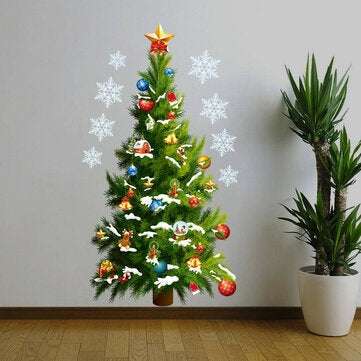 Christmas Party Home Decoration Removable Green Christmas Tree Wall Stickers For Kids Children Toys