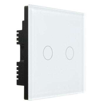 AC 250V Tempered Glass Wall Switch Panel - Two Switch Double Control (COLOR.: WHITE)