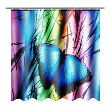 71``x71`` Buterfly Bathroom Bath Anti-Rust Shower Curtain Waterproof With 12 Hooks