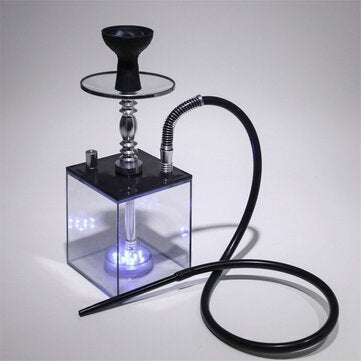 Acrylic Shisha Hookah Pipe Set with LED Light Shisha Chicha Narguile Silicone Bowl... (COLOR.: BLUE)