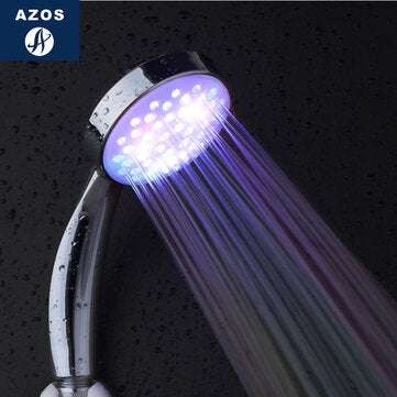 AZOS Handheld 7 Color LED Changing Romantic Light Water Bath Home Bathroom Shower Head Glow G1/2 Inc