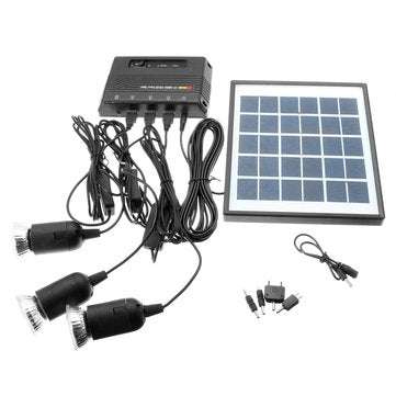 6V 4W DIY Outdoor Solar Panel With Power Bank + 3*3.7V 1W LED Lamp For USB Charging