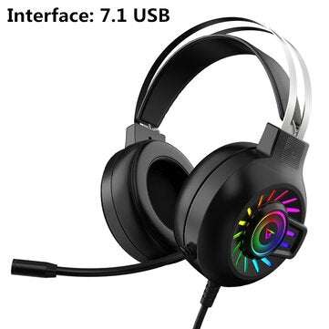Bakeey M10 Wired Headphones 7.1 Channel RGB Light Gaming Headset HIFI Stereo With Mic ... (MODEL: B)