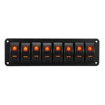 8 Gang LED Rocker Switch Panel Breaker Waterproof For Car Marine Boat (COLOR: ORANGE)
