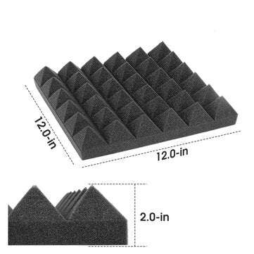 6Pcs Acoustic Foam Studio Soundproofing Foam Wedges Ties Black + Red 12 x 12 x 2inch