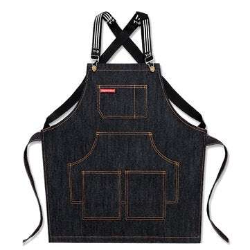 Denim Kitchen Cooking Apron Adjustable Cotton Strap Large Pockets B... (LENGTH: 75CM | COLOR: BLACK)