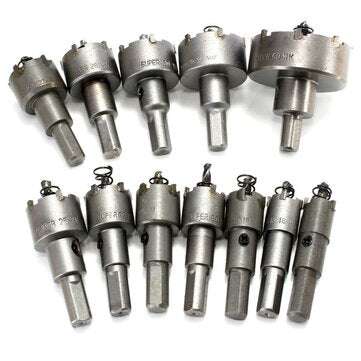 Drillpro 12pcs 15mm-50mm Hole Saw Cutter Alloy Drill Bit Set for Wood Metal Cutting