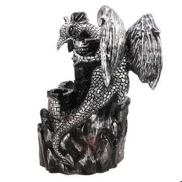 7.5 inch LED Flying Dragon Incense Burner Backflow Waterfall Holder Home Office Ornament 10pcs Aroma