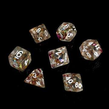 7Pcs Multiple Face Dice Set DIY Handcrafted Transparent 7-Face Dice Color Pieces Embedded Dice For P