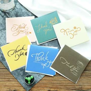 6Pcs Paper Thank You Greeting Cards Gift Decoration Card Greet... (PCS: 6PCS | COLOR.: MULI-COLORED)