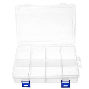 8 Grids Transparent Storage Box Double Latch Compartments Parts Container Assortment Organizer