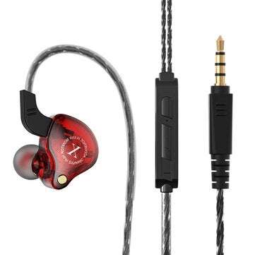 Bakeey X2 3.5mm Jack Earphone Super Bass Stereo Headset Subwoofer Wired In-Ear Headp... (COLOR: RED)