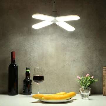 AC95-265V 60W E27 LED Light Bulb Foldable Fan Blade Angle Adjustable Ceiling ... (COLOR.: PUREWHITE)