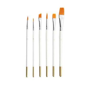 6pcs White Pole Wooden Nylon Paint Brushes Set Multi-function Watercolor Oil Paint Brush Set Art Pai