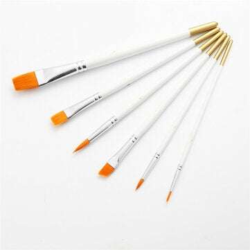 6pcs White Pole Wooden Nylon Paint Brushes Set Multi-function Watercolor Oil Paint Brush Set Art Pai