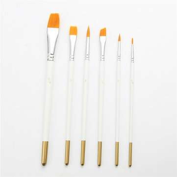 6pcs White Pole Wooden Nylon Paint Brushes Set Multi-function Watercolor Oil Paint Brush Set Art Pai