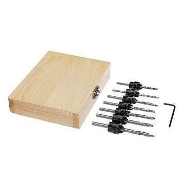 7pcs 1/8 to 7/32 Inch HSS Countersink Drills Bit Reamer Set Woodworking Chamfer