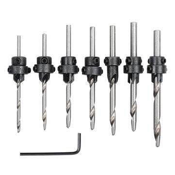 7pcs 1/8 to 7/32 Inch HSS Countersink Drills Bit Reamer Set Woodworking Chamfer