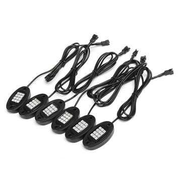 6Pcs Universal Colorful RGB LED Car Rock Lights  RF Dual Remote Control 5050 72 Led Waterproof IP68